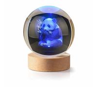3D Panda Crystal Ball Night Light with USB Wooden Base, Laser Engraved Glass Globe Lamp, Colour-Changing LED Desk & Bedside Light, Panda Gift for Home Decor (MulticolorPanda)