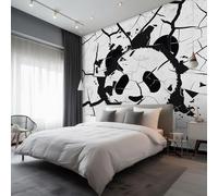 3D Panda Mural Wallpaper, Black and White Animal Wallpaper for Bedroom, Living Room, TV Backdrop, Office, Hotel Wall Background Decoration Non-Woven Wall Paper 300 x 210 cm (WxH) okd12