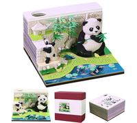 3D Panda Notepad, 3D Calendar Tear Off 2026, Creative Desk Calendar Notepad, Memo Pad Desk with Pen Holder, Weekly Calendar Paper Sculpture Desktop Ornament (Bambo Garden Pandas without Light)