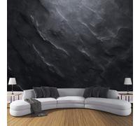 3D Panoramic Custom 3D Natural Rock Cracks Wallpaper Murals, Modern Industrial Style Relief Non-Woven Wall Murals, Black Modern Living Room Kitchen Dining Room Bedroom Wallpaper 450X315Cm (W X H)
