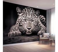 3D Panoramic Custom Black White Wallpaper Murals, Close-Up Portrait Lion Non-Woven Wall Murals, Modern Living Room Kitchen Dining Room Bedroom Wall Mural Wallpaper 350 x 256 cm (W x H)
