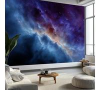 3D Panoramic Custom Blue Violet Photo Wallpaper Mural, 138 x 101 inch (W x H) Wall Poster Art Photo Wallpaper Poster Decoration - Non-Woven Premium Mysterious Space Nebula Mural