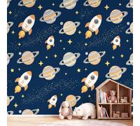 3D Panoramic Custom Colorful Wallpaper Murals, Cartoon Space Non-Woven Wall Murals Planet Rocket,Living Room Kitchen Dining Room Bedroom 400 x 280 cm