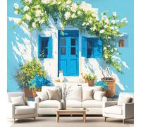 3D Panoramic Custom Colorful Wallpaper Murals, Fresh, Warm, Architecture Non-Woven Wall Murals White, Floral, cat,Living Room Kitchen Dining Room Bedroom 350 x 256 cm