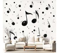 3D Panoramic Custom Colorful Wallpaper Murals, Minimalist Music Non-Woven Wall Murals Black and White Musical Notes,Living Room Kitchen Dining Room Bedroom 350 x 256 cm
