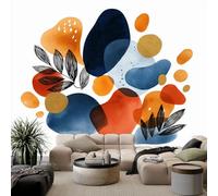 3D Panoramic Custom Cream Photo Wallpaper Mural, 79 x 55 inch (W x H) Wall Poster Art Photo Wallpaper Poster Decoration - Non-Woven Premium Abstract Art Plants Mural
