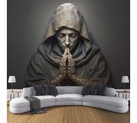 3D Panoramic Custom Medieval Punk Portraits Wallpaper Murals, Retro Gothic Statue Non-Woven Wall Murals, Charcoal Gray Modern Living Room Kitchen Dining Room Bedroom Wallpaper 250X175Cm (W X H)