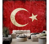 3D Panoramic Custom Red Wallpaper Mural, 138 x 101 inch (W x H) Wall Poster Art Photo Wallpaper Poster Decoration - Non-Woven Premium Retro Turkish Flag Mural
