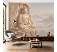 3D Panoramic Custom Rice Pink Wallpaper Murals, Natural Cloud Sea Sculpture Stone Buddha Sea Of Clouds Wall Murals, Modern Living Room Kitchen Dining Room Bedroom Wall Mural Wallpaper 200 × 140 cm