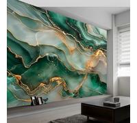 3D Panoramic Custom Wallpaper Mural, 200 x 140 cm Wall Poster Marble Abstract Luxury Art Photo Wallpaper 3D Effect, Emerald Green Wallpaper Mural - Poster Decoration for Bedroom Living Room Corridor