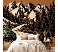 3D Panoramic Custom Wallpaper Mural American Style Vintage Landscape Pattern,Forest River Decor Poster Picture Design Murals Wall Art for Bedroom Teenager’S Room Non-Woven