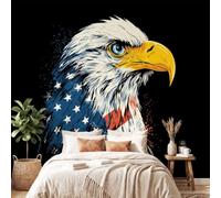 3D Panoramic Custom Wallpaper Mural Americana, Trendy, Animal Pattern,Bald Eagle, Flag Decor Poster Picture Design Murals Wall Art for Bedroom Teenager’S Room Non-Woven