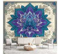 3D Panoramic Custom Wallpaper Mural Bohemian, Luxury, Vintage Pattern,Mandala, Flowers Decor Poster Picture Design Murals Wall Art for Bedroom Teenager’S Room Non-Woven