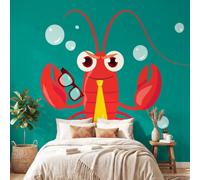 3D Panoramic Custom Wallpaper Mural Cartoon Cute Pattern,Animal Shrimp Decor Poster Picture Design Murals Wall Art for Bedroom Teenager’S Room Non-Woven