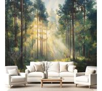 3D Panoramic Custom Wallpaper Mural Cinematic, Magnificent, Forest Pattern,Green, Tree Decor Poster Picture Design Murals Wall Art for Bedroom Teenager’S Room Non-Woven