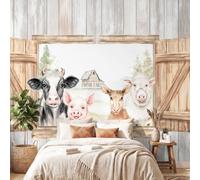 3D Panoramic Custom Wallpaper Mural Cosy, Country, Animal Pattern,Cow, Pig, Sheep Decor Poster Picture Design Murals Wall Art for Bedroom Teenager’S Room Non-Woven