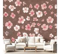3D Panoramic Custom Wallpaper Mural Elegant Vintage Pattern,Floral Botanical Decor Poster Picture Design Murals Wall Art for Bedroom Teenager’S Room Non-Woven