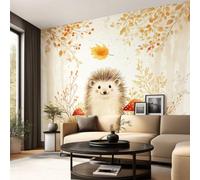 3D Panoramic Custom Wallpaper Mural Fun, Cartoon, Nordic Pattern,Hedgehog, Red Mushroom, Cosy Decor Poster Picture Design Murals Wall Art for Bedroom Teenager’S Room Non-Woven