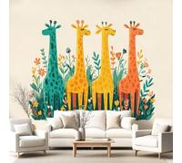3D Panoramic Custom Wallpaper Mural Fun Cartoon Yellow Pattern,Giraffe Animal Decor Poster Picture Design Murals Wall Art for Bedroom Teenager’S Room Non-Woven
