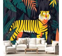3D Panoramic Custom Wallpaper Mural Jungle, Cartoon, Geometric Pattern,Tiger, Nordic, Plant Decor Poster Picture Design Murals Wall Art for Bedroom Teenager’S Room Non-Woven