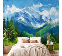 3D Panoramic Custom Wallpaper Mural Landscape, Magnificent Pattern,Snow Mountain, Pine Tree Decor Poster Picture Design Murals Wall Art for Bedroom Teenager’S Room Non-Woven