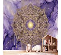 3D Panoramic Custom Wallpaper Mural Luxury Mysterious Pattern,Floral Purple Marble Decor Poster Picture Design Murals Wall Art for Bedroom Teenager’S Room Non-Woven
