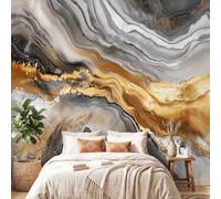 3D Panoramic Custom Wallpaper Mural Luxury Stylish Pattern,Gold Marble Decor Poster Picture Design Murals Wall Art for Bedroom Teenager’S Room Non-Woven