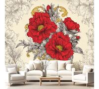 3D Panoramic Custom Wallpaper Mural Luxury, Vintage, European Style Pattern,Floral, Leaves Decor Poster Picture Design Murals Wall Art for Bedroom Teenager’S Room Non-Woven