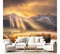 3D Panoramic Custom Wallpaper Mural Majestic, Landscape, Photographic Pattern,Snowy Peaks, Forest, Mountains Decor Poster Picture Design Murals Wall Art for Bedroom Teenager’S Room Non-Woven