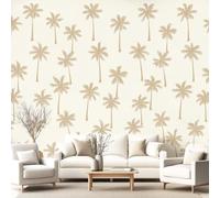 3D Panoramic Custom Wallpaper Mural Minimalist, Botanical, Beige Pattern,Palm Trees, Silhouette, Scandi Decor Poster Picture Design Murals Wall Art for Bedroom Teenager’S Room Non-Woven
