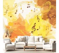 3D Panoramic Custom Wallpaper Mural Music Retro Elegant Pattern,Music Notes Waves Staff Decor Poster Picture Design Murals Wall Art for Bedroom Teenager’S Room Non-Woven