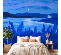 3D Panoramic Custom Wallpaper Mural Nordic Landscape Pattern,Blue Plants River Decor Poster Picture Design Murals Wall Art for Bedroom Teenager’S Room Non-Woven