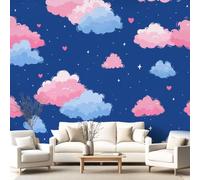3D Panoramic Custom Wallpaper Mural Sweet Fantasy Cartoon Pattern,Blue Clouds Decor Poster Picture Design Murals Wall Art for Bedroom Teenager’S Room Non-Woven