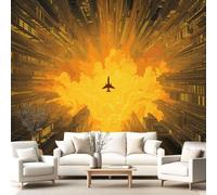 3D Panoramic Custom Wallpaper Mural Technology Movie Style Pattern,Aircraft Architecture Decor Poster Picture Design Murals Wall Art for Bedroom Teenager’S Room Non-Woven