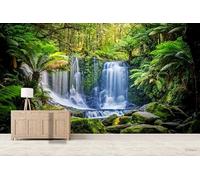 3D Panoramic Custom Wallpaper Mural, Trees Waterfall,150x105cm Photo Wallpaper 3D Effect, Poster Decoration for Bedroom Living Room Corridor