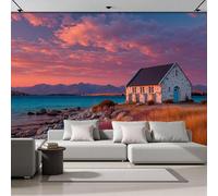3D Panoramic Wallpaper Mural, 400X280Cm Wall Poster Rock Sunset New Zealand Countryside Art Photo Wallpaper 3D Effect, Pink Orange Wallpaper Mural,Poster Decoration For Bedroom Living Room Corridor