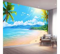 3D Panoramic Wallpaper Mural Colorful Non-Woven Art Design Nature Palm Trees Tropical Beach Islands Print Photo Modern Wallpaper Decoration Poster Picture Fashion Home Decor 250 x 175 cm (W x H)