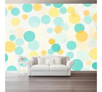 3D Panoramic Wallpaper Mural Yellow Turquoise Non-Woven Art Design Simple Texture Polka Dots Print Photo Modern Wallpaper Decoration Poster Picture Fashion Home Decor Wall Mural 200 x 140 cm (W x H)