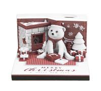 3D Paper Art Christmas Bear Desktop Calendar, 3D Calendar 2026, 8x8x4.8cm, Desk Decor 2026 Calendars With LED Lights, Christmas Decorations For Home Decor Birthday Party