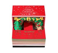 3D Paper Calendar With Lights Desk Timepiece Calendar 2026 Tear-Away 3D Xmas Tree Christmas Notepad Gift House For Friend Calendars, 2026 sculpture away Anniversary house Carving Non-stick Chr