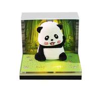 3D Paper Carving Calendar with LED Light,Bamboo Panda Tear-Away Memo Pad, Creative Desk Decor for Home Office, Unique Stress Relief Gift Idea (8.5x8.5x6.8cm)