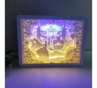 3D Paper Carving Night Light, Paper-Cut Shadow Light Box, Children and Adult Decorative Mood Light, Indoor Living Room Bedroom Bedside Decoration (Princess)