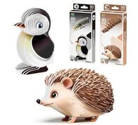 3D Paper Puzzle for Adults,2pcs Cute Hedgehog & Penguin 3D Model Kits,DIY Animal Papercraft Decor,Easy Assembly Craft Hobby