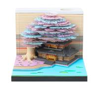 3d Paper Sculpture Calendar, with Artistic Craftsmanship, 8.5x8.5x7cm, Flower Tree House Notepad, Multifunctional Flower Desk Notepad, Compact, for Lesson Planning and Notes