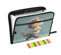 3D Pattern Dino Teal Accordion File Organizer 13 Pockets Expandable File Folder with Labels Bill Receipt Document Holder