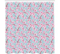 3D Peach Blossom Shower Curtain Flower Pattern Shower Curtains Mould Proof Resistant Waterproof Polyester Fabric Bathroom Curtains 240 x 200 cm Bath Curtain for Wet Rooms D-336