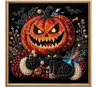 3D Pearl Gothic Art Kit,Dark Halloween Diamond Painting it,Diamond Painting it with Frame for Adults, iamond Art Kits for Beginners, Home Decor and Gifts (Black D,7.9in)