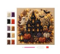 3D Pearl Painting Kit, 20cm Pre-printed Base, Spooky DIY Halloween Decor