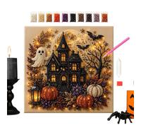 3D Pearl Painting Kit, 7.87 Inch Non-woven, Black Cat Halloween Craft Set