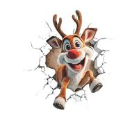 3D Peeking Santa Window Stickers - Wall-Breaking Santa Claus, Snowman, Reindeer Funny Removable Christmas Wall Decals for Glass, Fridge & Mirror, NoResidue PVC Winter Home Decor